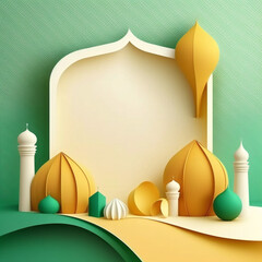 Realistic 3D Render of Ramadan Theme on Background Generative AI