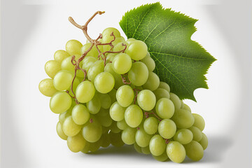 Green grapes. Isolated on white