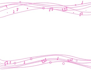 音楽音符イメージ素材　春のピンク　色鉛筆