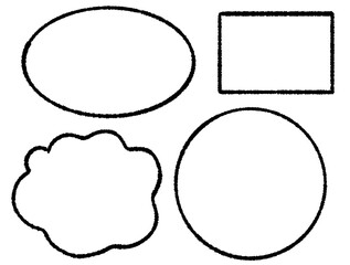 黒色鉛筆で描いた　フレーム素材セット