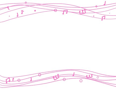 音楽音符イメージ素材　春のピンク　色鉛筆