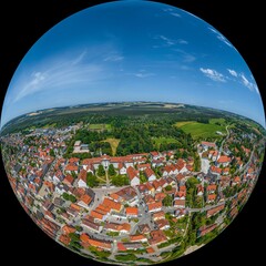 Bad Wurzach in Oberschwaben aus der Luft, Little Planet-Ansicht