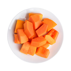 Sliced ripe papaya fruit on plate, healthy tropical fruit