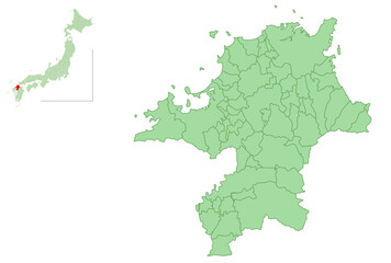 福岡　地図　市町村　アイコン