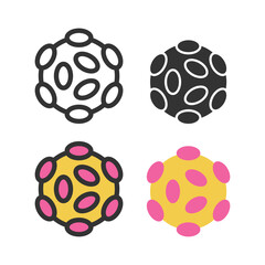 Bacteria, microbe, virus outline vector icon set