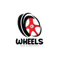 Tire Wheel Logo, Automotive Parts Vector, Maintenance Workshop Design, Garage, Automotive, Vehicle, Modern Simple Wheel Icon