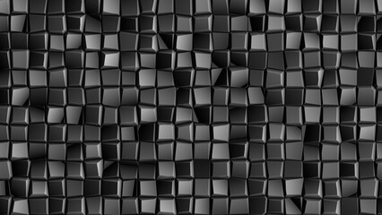 distorted square background. the disordered pattern of small squares or pixels in gray and black colors.