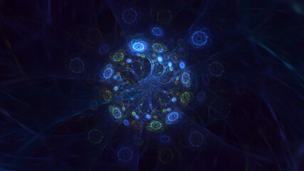 Obraz premium 3D rendering abstract multicolor technology fractal light background