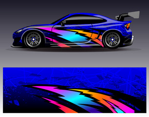 Car wrap design vector. Graphic abstract stripe racing background kit designs for wrap vehicle  race car  rally  adventure and livery