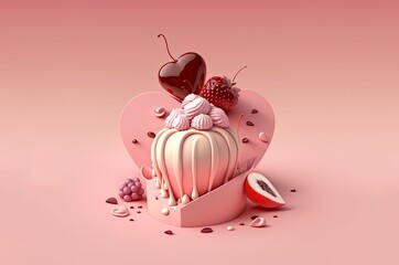 valentine cake, drink, and candy love with generative ai