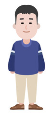 Young toon man in a blue sweater