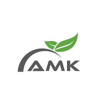 AMK letter nature logo design on white background. AMK creative initials letter leaf logo concept. AMK letter design.
