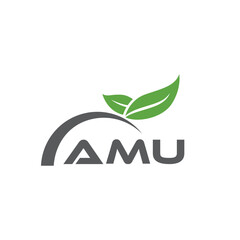 AMU letter nature logo design on white background. AMU creative initials letter leaf logo concept. AMU letter design.