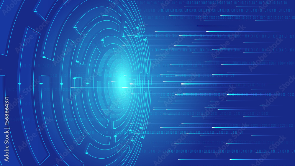 Poster tech turntable transmits 01 data with ray, internet big data vector background.