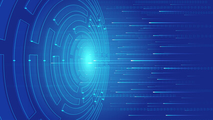 Obraz premium Tech Turntable transmits 01 data with Ray, Internet big data vector background.