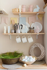 Light kitchen interior with Easter decorations