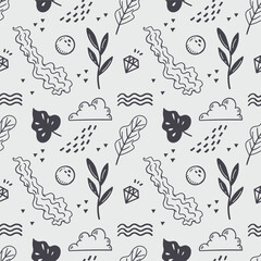 Abstract Vintage Seamless Background, Scandinavian Style Pattern, Bohemian Concept 