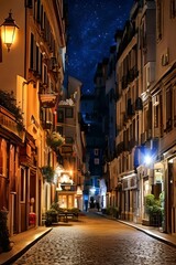 Fototapeta na wymiar street in the town, view of the town country, night view. background and wallpaper. illustration background and wallpaper