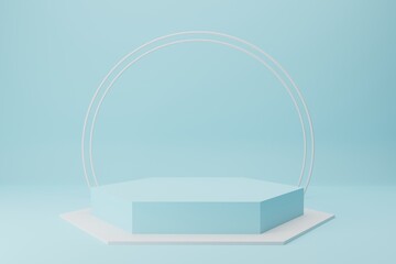 Blue minimal geometric background. 3d rendering