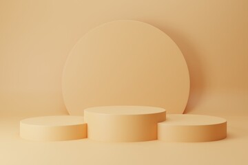 Abstract minimal scene with cream color podium for mock up presentation. 3d render