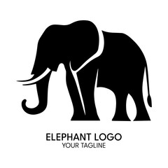 Silhouette art elephant logo, vector template