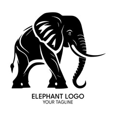 Silhouette art elephant logo, vector template