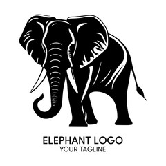 Silhouette art elephant logo, vector template