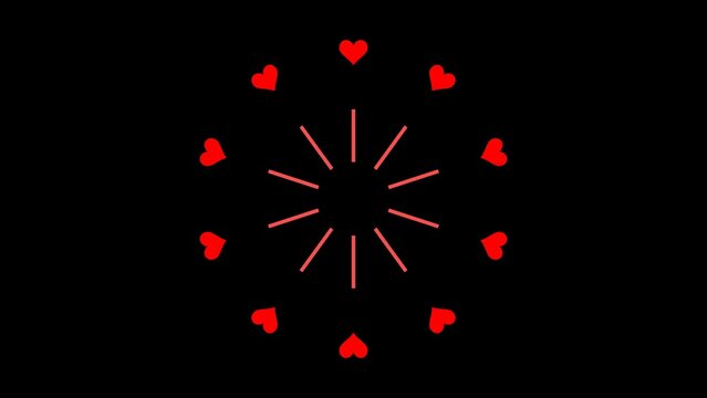 Alpha channel file - Spreading Heart shape and line animation formed like fireworks, Four variation set