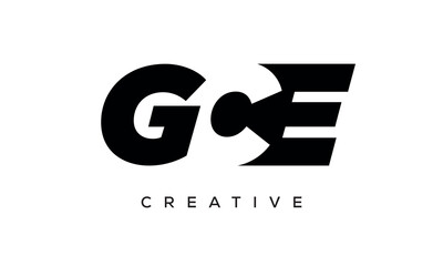 GCE letters negative space logo design. creative typography monogram vector
