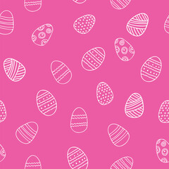 easter eggs seamless pattern hand drawn in doodle style.