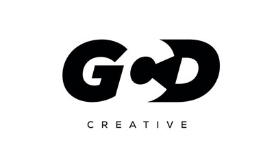 GCD letters negative space logo design. creative typography monogram vector