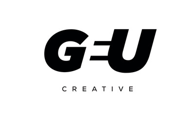 GEU letters negative space logo design. creative typography monogram vector
