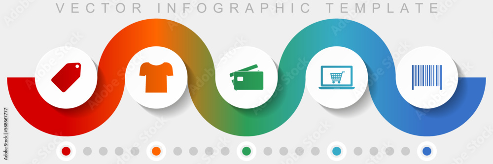 Poster shop and trade infographic vector template with icon set, miscellaneous icons such as ticket, shirt,