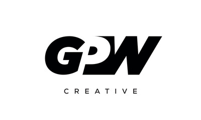 GPW letters negative space logo design. creative typography monogram vector