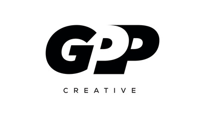 GPP letters negative space logo design. creative typography monogram vector