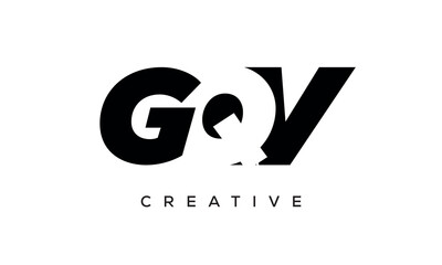 GQV letters negative space logo design. creative typography monogram vector