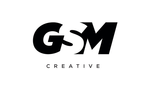 GSM letters negative space logo design. creative typography monogram vector