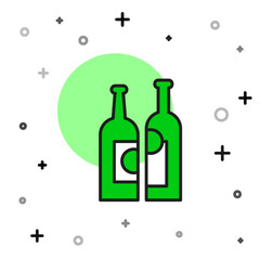 Filled outline Bottles of wine icon isolated on white background. Vector