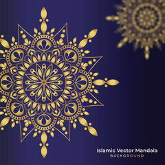 Islamic Vector Mandala Design Ramadan Kareem Blue Golden