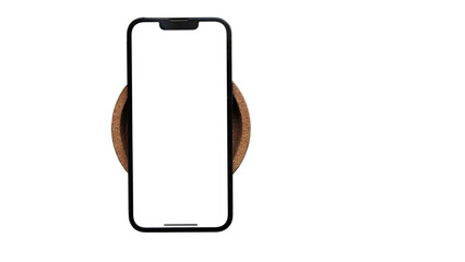 Phone display with blank white screen, Mobile phone isolated on white background with clipping path.
