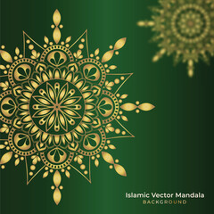 Elegant Green Islamic Vector Background Mandala Design Ramadan Kareem