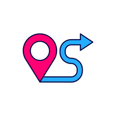 Filled outline Route location icon isolated on white background. Map pointer sign. Concept of path or road. GPS navigator. Vector