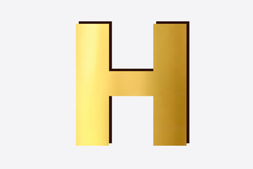 Obraz premium golden Alphabet H, isolated over white background