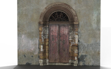 Colonial door of bricks and antique wood