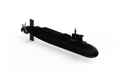 Submarine metalic on white background 