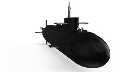 Submarine metalic on white background 
