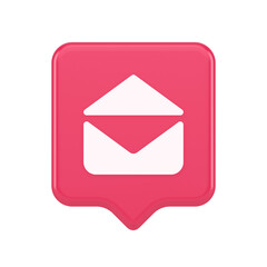 Email open envelope letter received incoming message button 3d realistic speech bubble icon