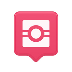 Camera photo video application button multimedia photograph service 3d realistic speech bubble icon