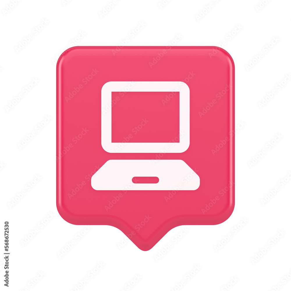 Poster computer network connection button digital information browsing 3d realistic speech bubble icon