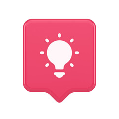 Light bulb illuminated innovation idea button brainstorming creative solution 3d speech bubble icon